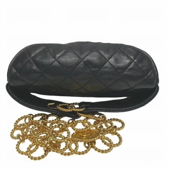 Authentic RARE CHANEL 1991 runway black chain medallion bum bag waist bag - Picture 8 of 13